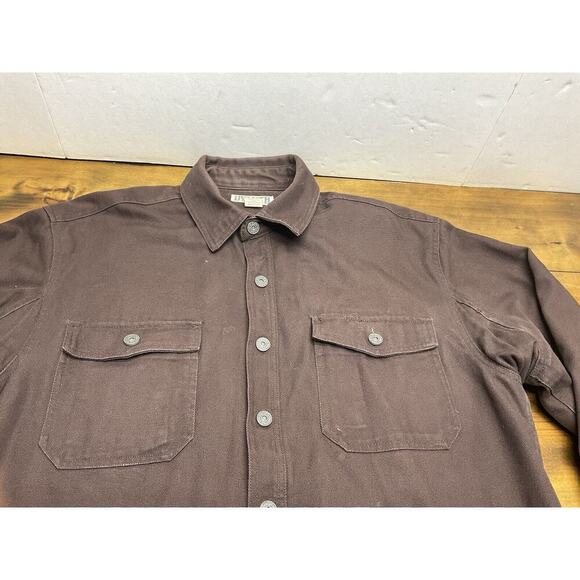 Duluth Trading Men's L Tall Brown Fleece Lined Heavy Canvas Shirt Jacket Snap - Picture 4 of 11